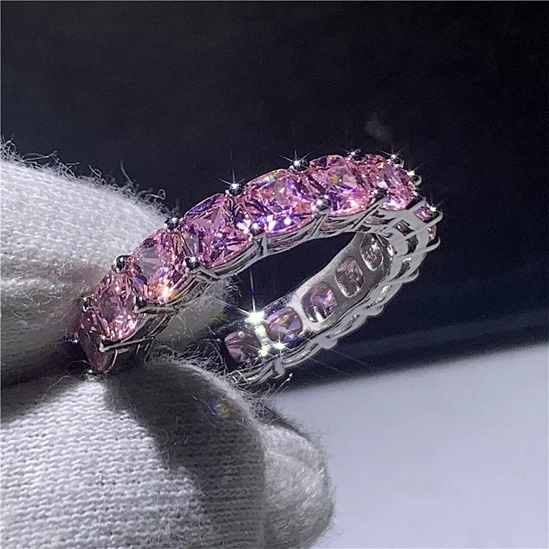 Dropshipman KissIcon Sterling Silver Eternity Promise Ring - 5x3mm CZ