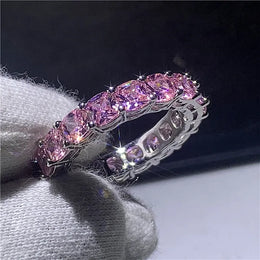 Dropshipman KissIcon Sterling Silver Eternity Promise Ring - 5x3mm CZ