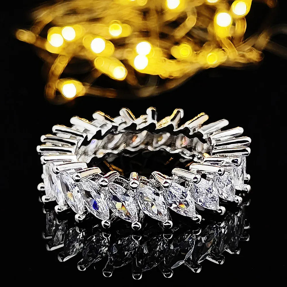 Dropshipman KissIcon Sterling Silver Eternity Promise Ring - 5x3mm CZ
