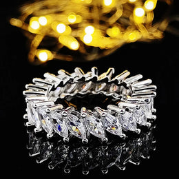 Dropshipman KissIcon Sterling Silver Eternity Promise Ring - 5x3mm CZ