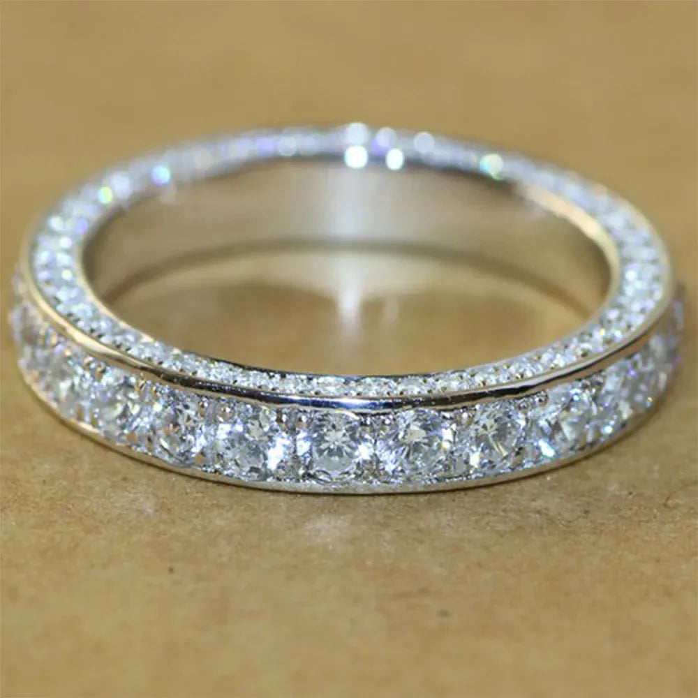 Dropshipman KissIcon Sterling Silver Eternity Promise Ring - 5x3mm CZ