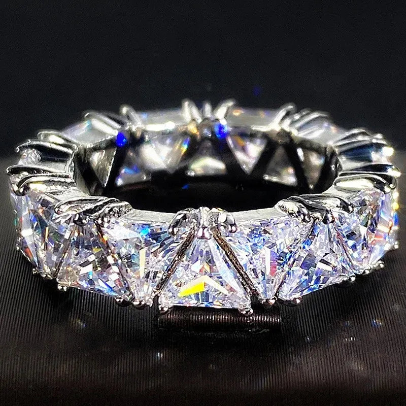 Dropshipman KissIcon Sterling Silver Eternity Promise Ring - 5x3mm CZ