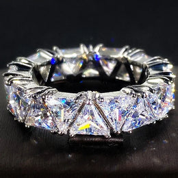 Dropshipman KissIcon Sterling Silver Eternity Promise Ring - 5x3mm CZ
