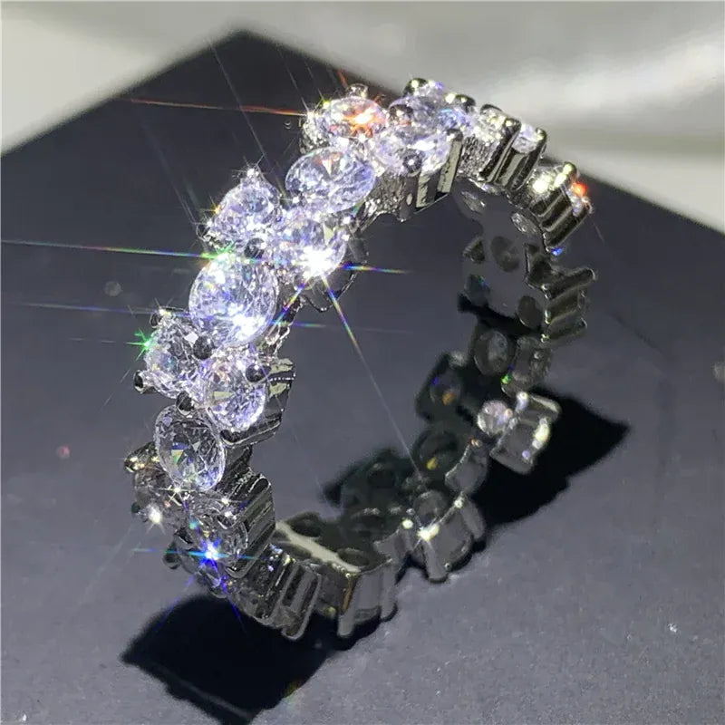 Dropshipman KissIcon Sterling Silver Eternity Promise Ring - 5x3mm CZ