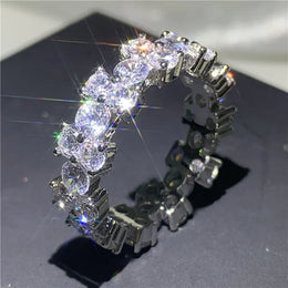Dropshipman KissIcon Sterling Silver Eternity Promise Ring - 5x3mm CZ