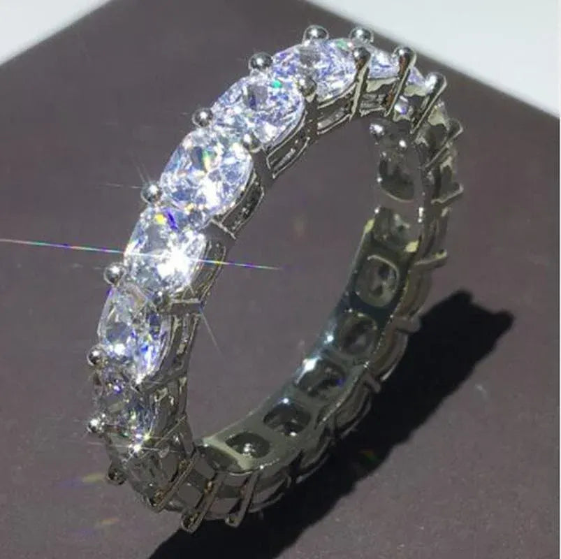 Dropshipman KissIcon Sterling Silver Eternity Promise Ring - 5x3mm CZ