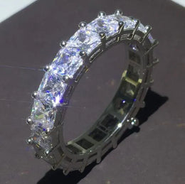 Dropshipman KissIcon Sterling Silver Eternity Promise Ring - 5x3mm CZ
