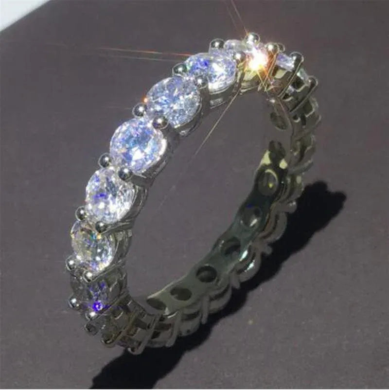 Dropshipman KissIcon Sterling Silver Eternity Promise Ring - 5x3mm CZ
