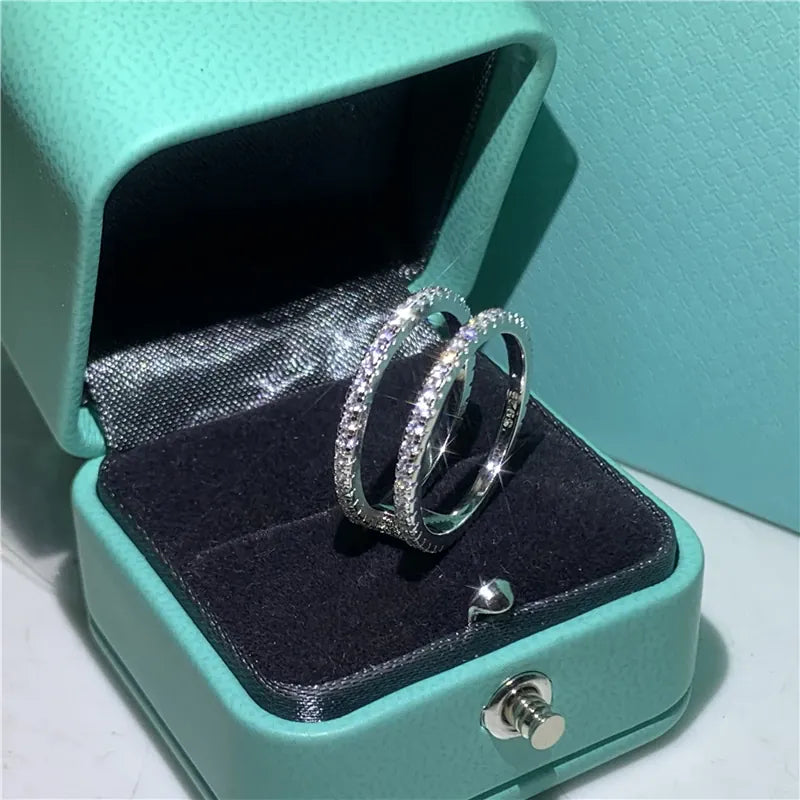 Dropshipman KissIcon Sterling Silver Eternity Promise Ring - 5x3mm CZ