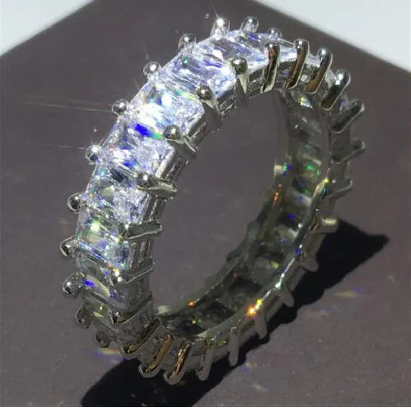 Dropshipman KissIcon Sterling Silver Eternity Promise Ring - 5x3mm CZ