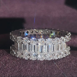 Dropshipman KissIcon Sterling Silver Eternity Promise Ring - 5x3mm CZ