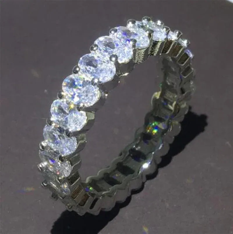 Dropshipman KissIcon Sterling Silver Eternity Promise Ring - 5x3mm CZ