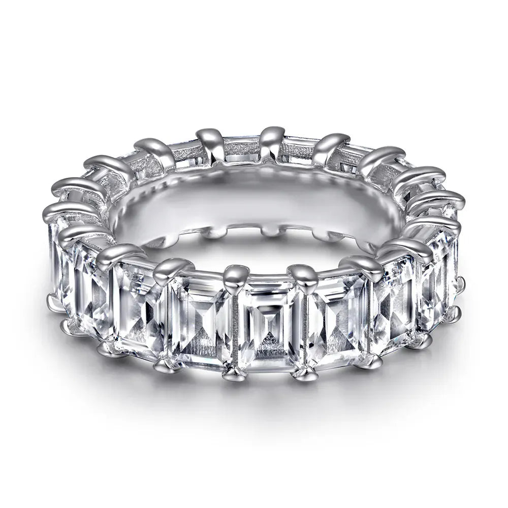 Dropshipman KissIcon Sterling Silver Eternity Promise Ring - 5x3mm CZ