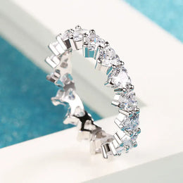 Dropshipman KissIcon Sterling Silver Eternity Promise Ring - 5x3mm CZ