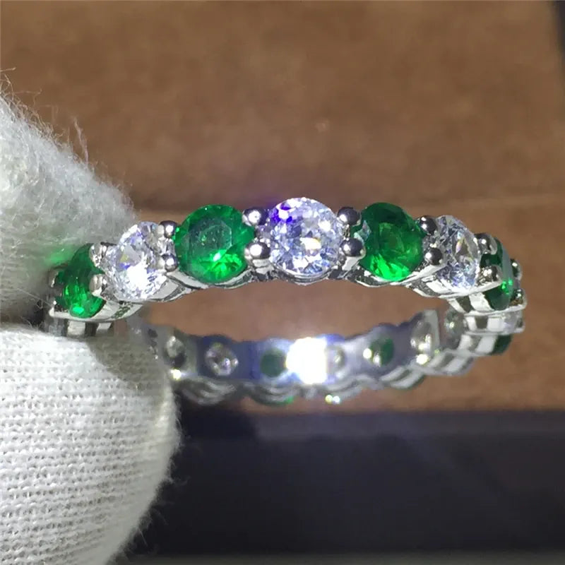 Dropshipman KissIcon Sterling Silver Eternity Promise Ring - 5x3mm CZ