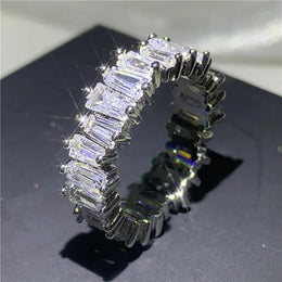 Dropshipman KissIcon Sterling Silver Eternity Promise Ring - 5x3mm CZ