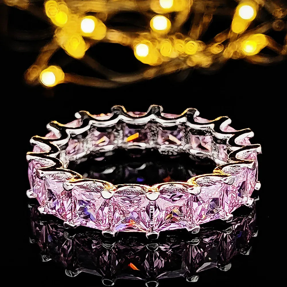 Dropshipman KissIcon Sterling Silver Eternity Promise Ring - 5x3mm CZ