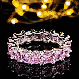 Dropshipman KissIcon Sterling Silver Eternity Promise Ring - 5x3mm CZ