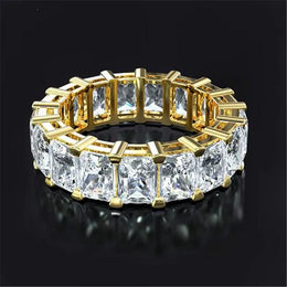Dropshipman KissIcon Sterling Silver Eternity Promise Ring - 5x3mm CZ