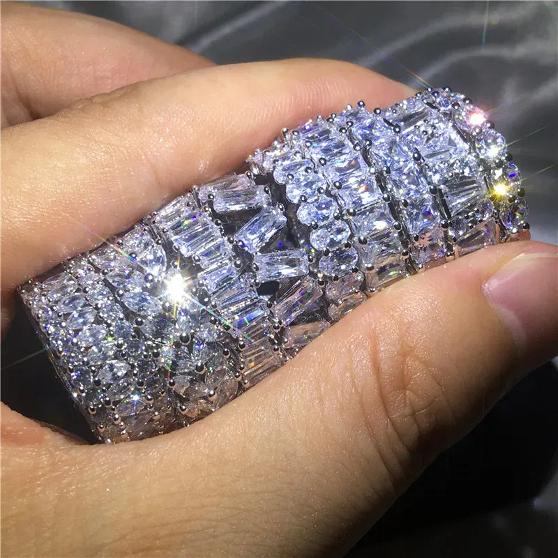 Dropshipman KissIcon Sterling Silver Eternity Promise Ring - 5x3mm CZ