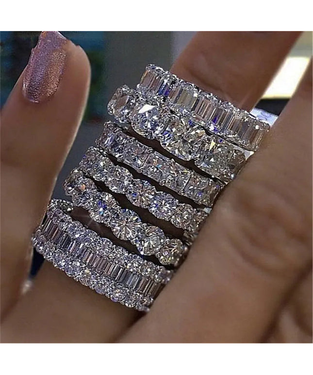 Dropshipman KissIcon Sterling Silver Eternity Promise Ring - 5x3mm CZ
