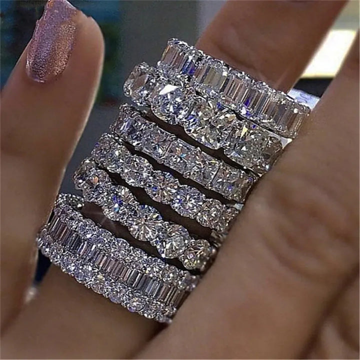 KissIcon Sterling Silver Eternity Promise Ring - 5x3mm CZ