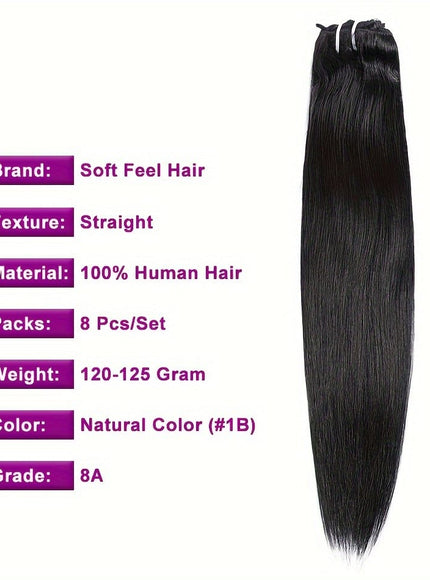 KissICON KissIcon Straight Clip Human Hair Extensions - RemyBrazilian