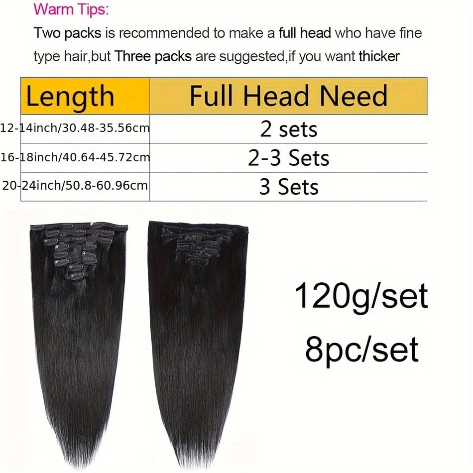 KissICON KissIcon Straight Clip Human Hair Extensions - RemyBrazilian
