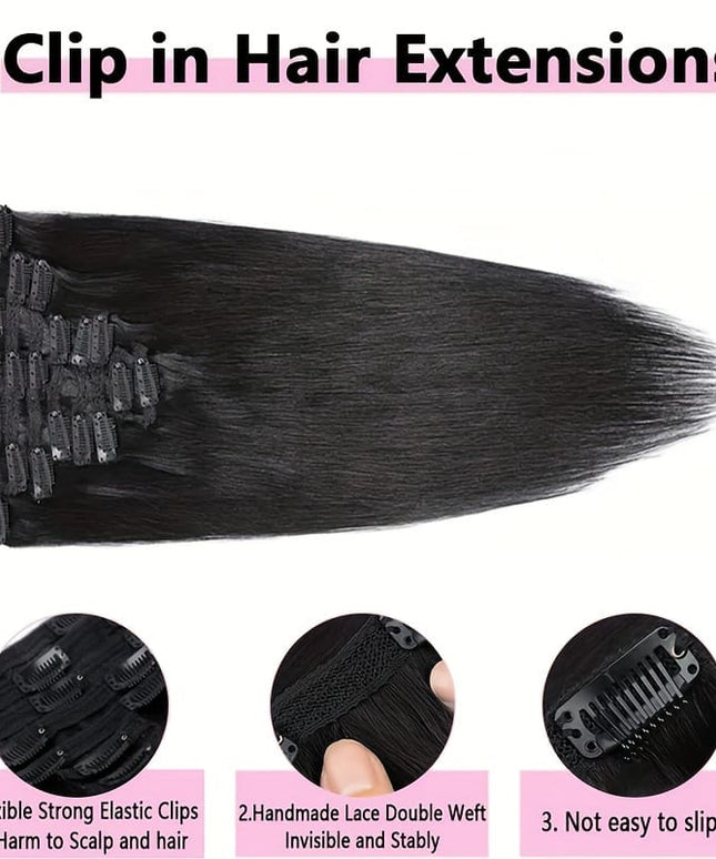 KissICON KissIcon Straight Clip In Hair Extensions - Unprocessed
