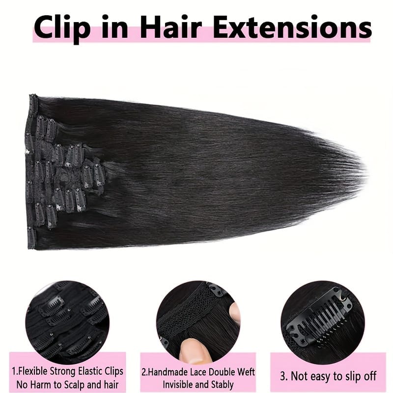 KissICON KissIcon Straight Clip In Hair Extensions - Unprocessed