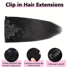 KissICON KissIcon Straight Clip In Hair Extensions - Unprocessed