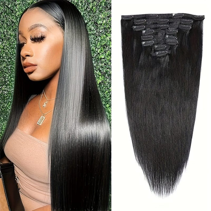 KissIcon Straight Clip In Hair Extensions - Unprocessed