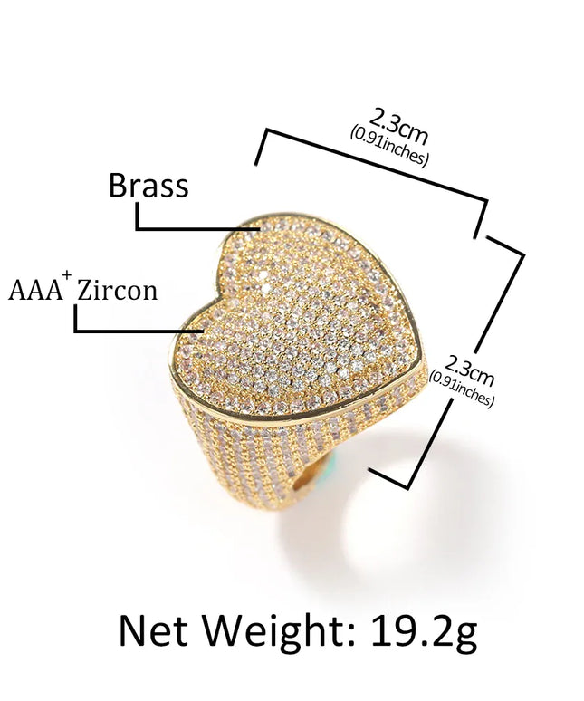 KissICON Kissicon Tbtk Heart Ring – Micro Paved Iced