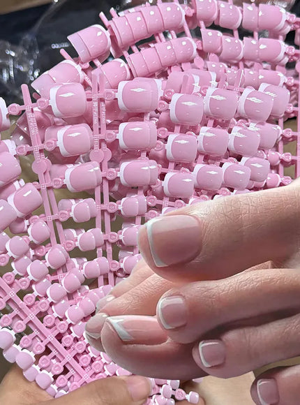 KissICON KissIcon Toe Nail Tips Pink Edge Full Cover