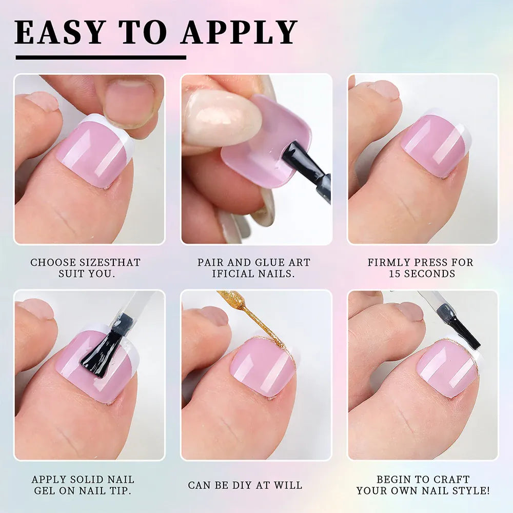 KissICON KissIcon Toe Nail Tips Pink Edge Full Cover