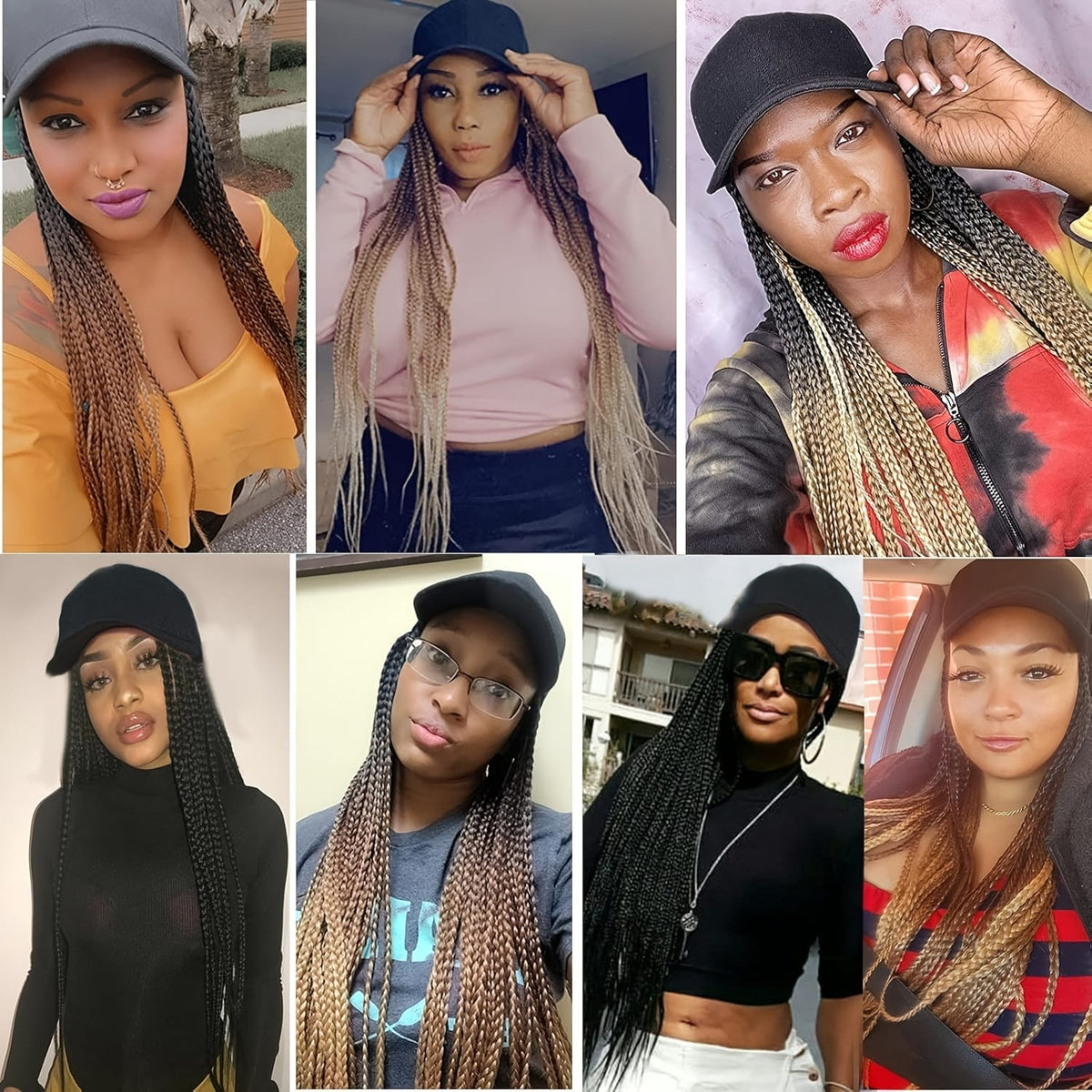KissICON KissIcon TOMO Cap Wig 24In Box Braids Ombre