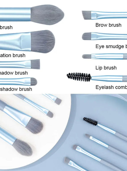KissICON KissIcon Travel Makeup Brush Set 8Pcs with Bag