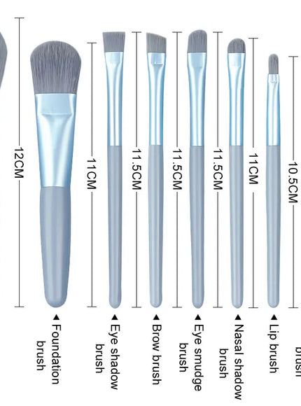 KissICON KissIcon Travel Makeup Brush Set 8Pcs with Bag