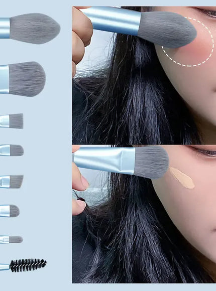 KissICON KissIcon Travel Makeup Brush Set 8Pcs with Bag