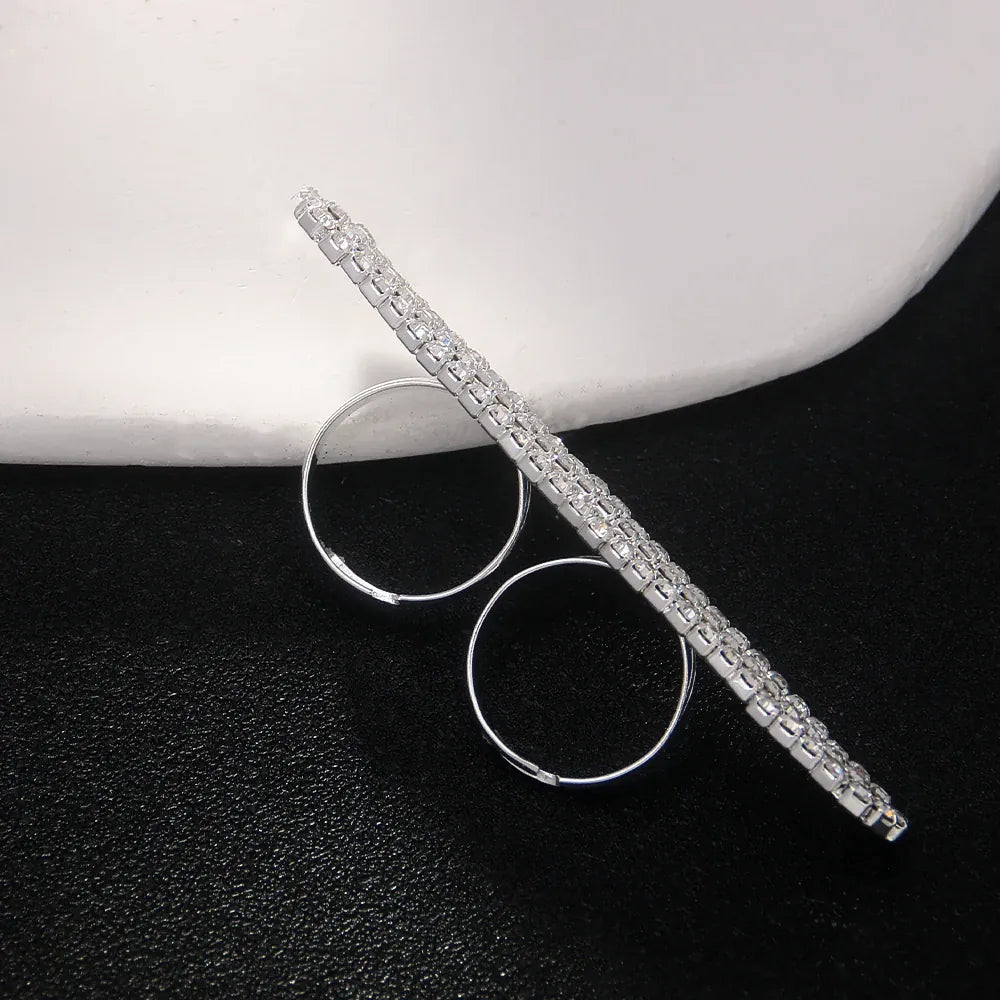 KissICON Kissicon Two Finger Bar Ring – Rhinestone Open Sparkle