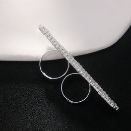 KissICON Kissicon Two Finger Bar Ring – Rhinestone Open Sparkle