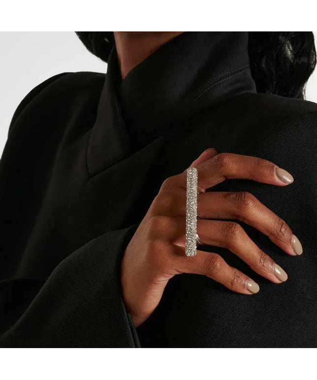 KissICON Kissicon Two Finger Bar Ring – Rhinestone Open Sparkle