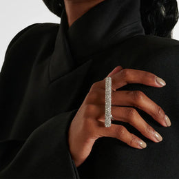 KissICON Kissicon Two Finger Bar Ring – Rhinestone Open Sparkle