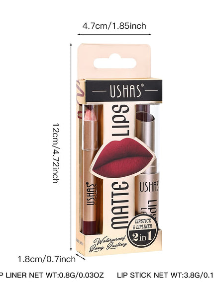KissICON KissIcon Ushas Lipstick Lipliner Set - Long Lasting