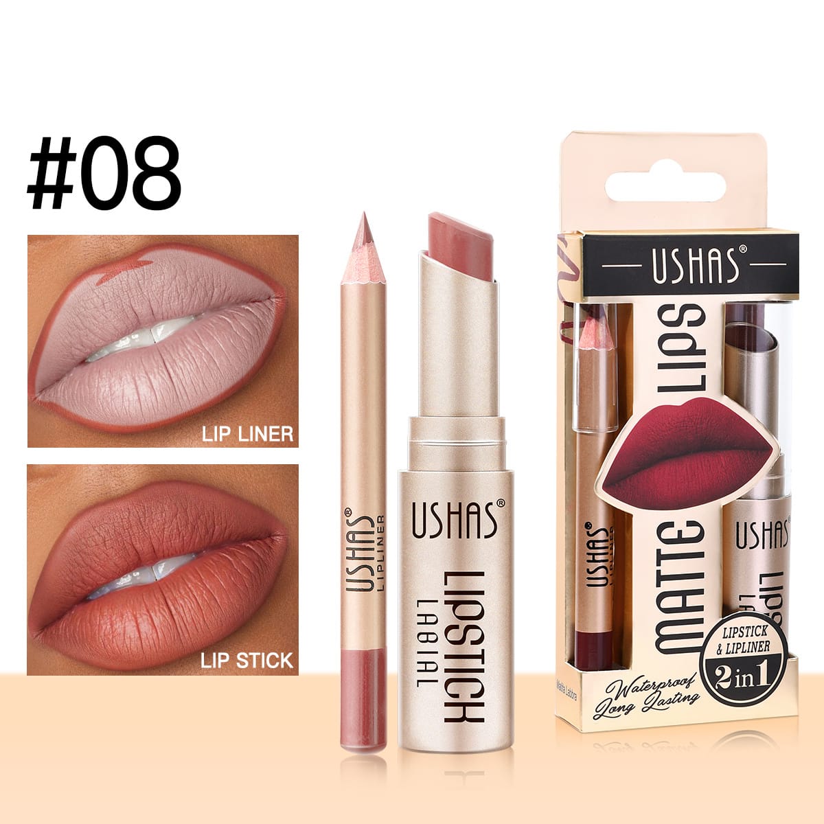 KissICON KissIcon Ushas Lipstick Lipliner Set - Long Lasting