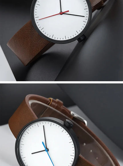 KissICON KissIcon UTHAI Couple Leather Strap Quartz Wristwatch Trendy