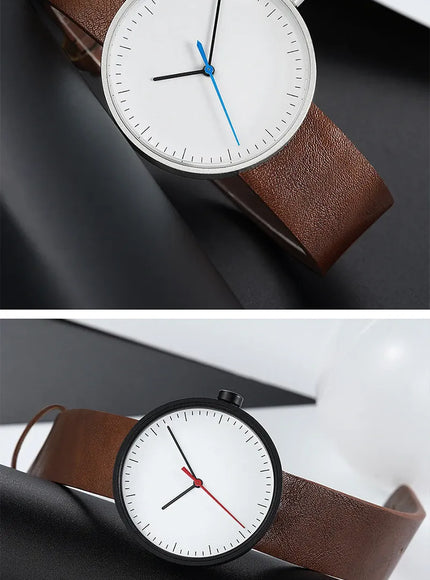 KissICON KissIcon UTHAI Couple Leather Strap Quartz Wristwatch Trendy