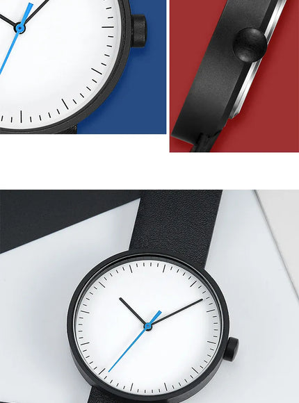 KissICON KissIcon UTHAI Couple Leather Strap Quartz Wristwatch Trendy