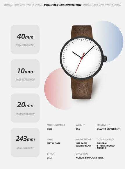 KissICON KissIcon UTHAI Couple Leather Strap Quartz Wristwatch Trendy