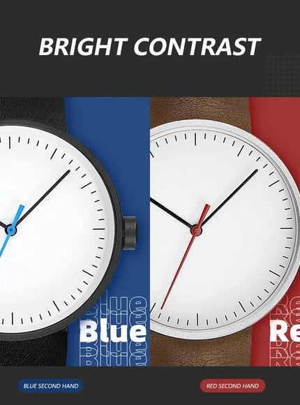 KissICON KissIcon UTHAI Couple Leather Strap Quartz Wristwatch Trendy